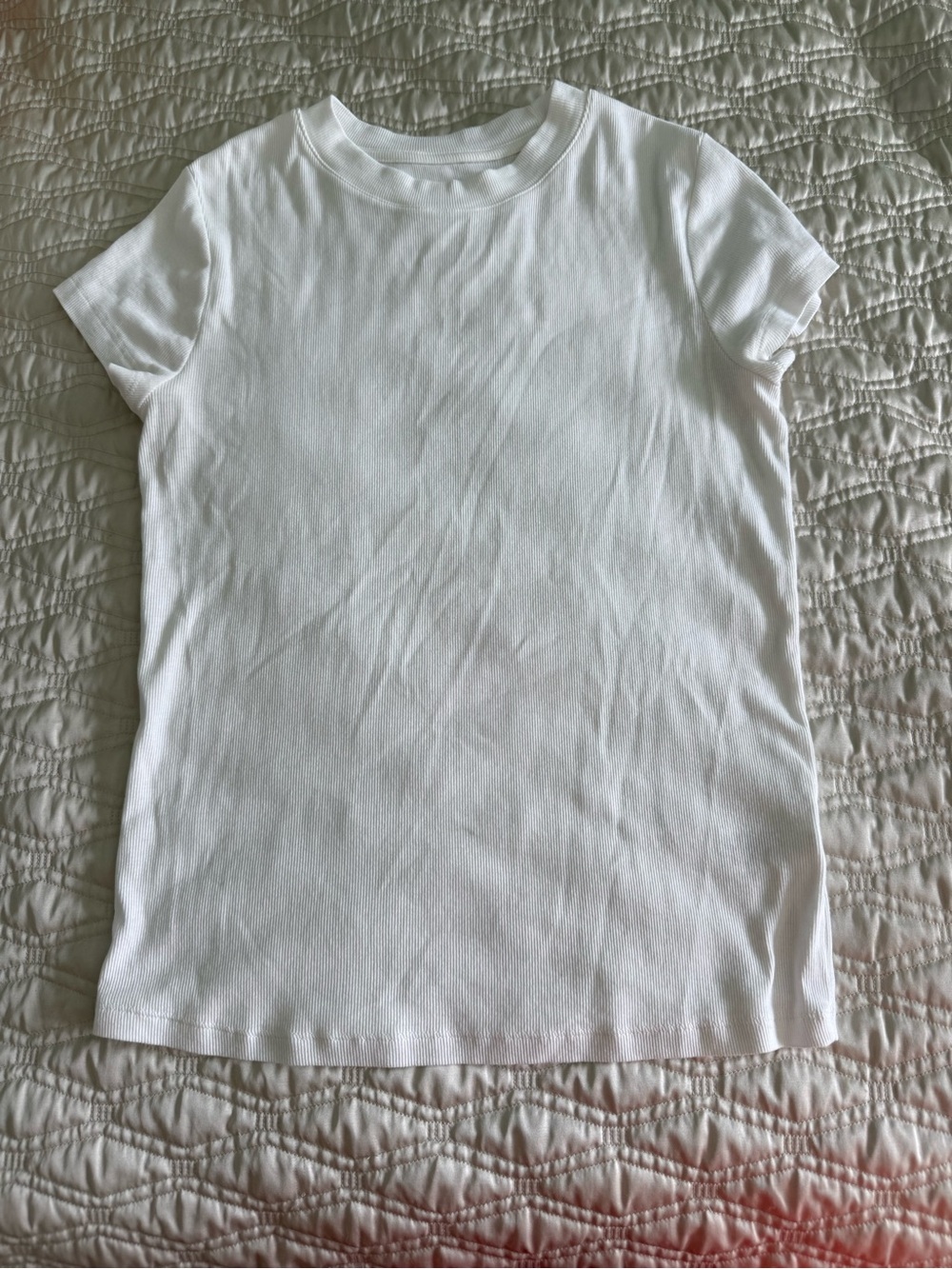 a new day White Ribbed Crewneck Tee